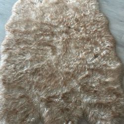 Fluffy Area Rug White/Brown 6x4