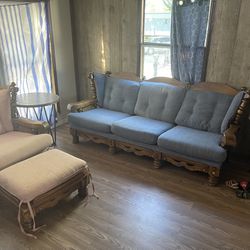 Sofa Chair And Foot Rest With 2 Tables All Together