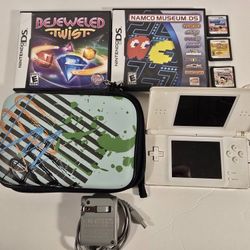 Nintendo DS Lite White With 5 Games, Charging Cable & Case