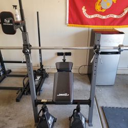 Complete Home Gym Setup - Bench Press, Barbell, Dumbbells, Weight Tree!