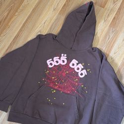 Brown Sp5der Angel 555 Hoodie Size M Good Condition