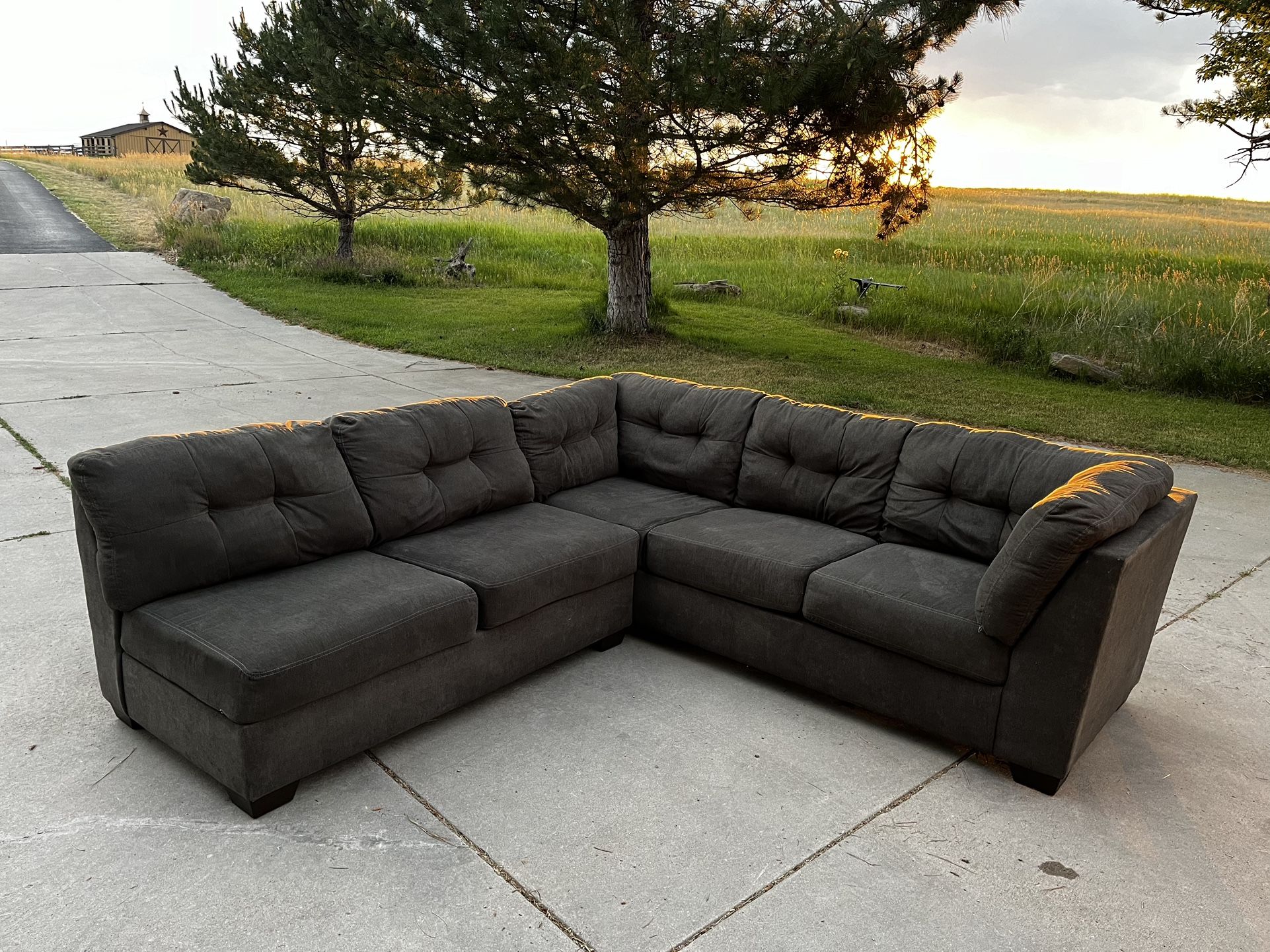 FREE DELIVERY-Ashley Charcol Grey Sectional Sofa!