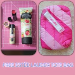 APRICOT & HONEY TEA BEEKMAN 1802 GOAT MILK LIP BALM & 3.4 FL. OZ. HAND CREAM + FREE ESTĒE LAUDER MAKEUP TOTE BAG 