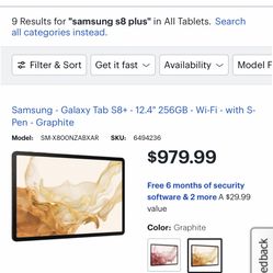 Like New Samsung S8+ Tablet 256gb