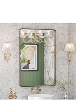 Rectangular Bronze Framed Wall Mirror