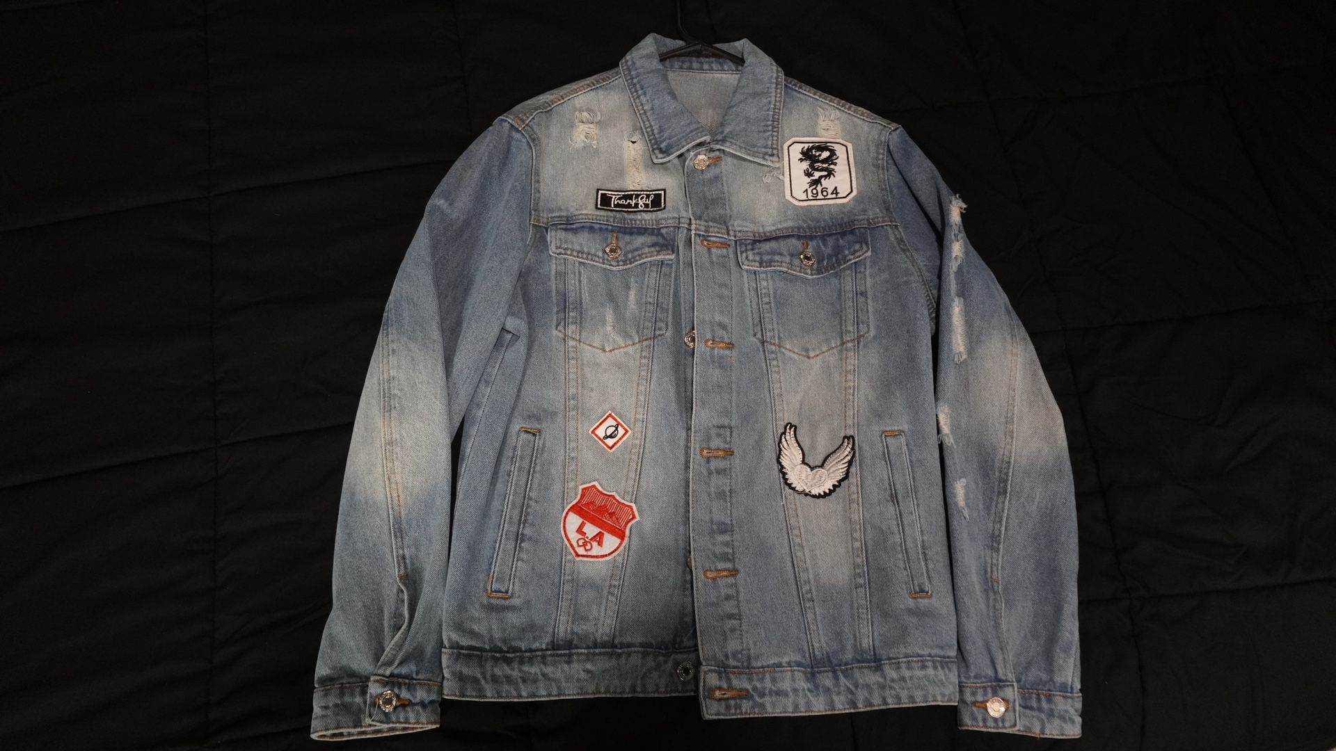 Men’s Denim Jacket With Patches Size M
