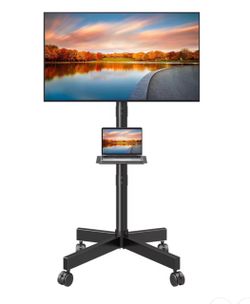 HOMOUNT Mobile TV Stand,Rolling TV Cart for 24-60" TVs, Portable TV Floor Stand with Wheels,Adjustable Shelf & Tilt,Max VESA 400x400mm,up to 77 lbs