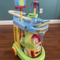 Kids Boys Girls Toy Cleaning Trolley with Mop Broom Vacuum Bucket etc