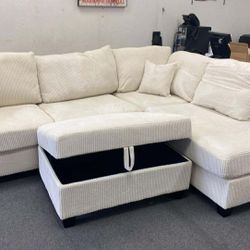New Recliner Sectional Couch with Storage Ottoman and USB Port! Free Delivery 🚚! 