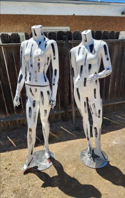 2 Female Mannequins Lot With Metal Stands 66x19x10"
