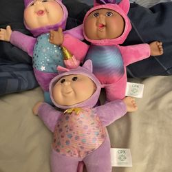 Three unicorn cabbage, patch kids dolls