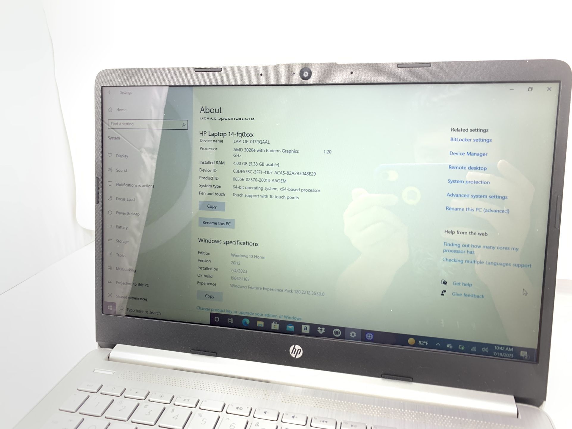 HP 14-fq0xxx 14in. Laptop AMD 3020e CPU 4GB RAM 57.5 GB Storage