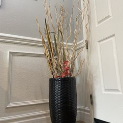 Decorative Foliage Dried Flowers Plant Decor Bamboo Sticks Basket