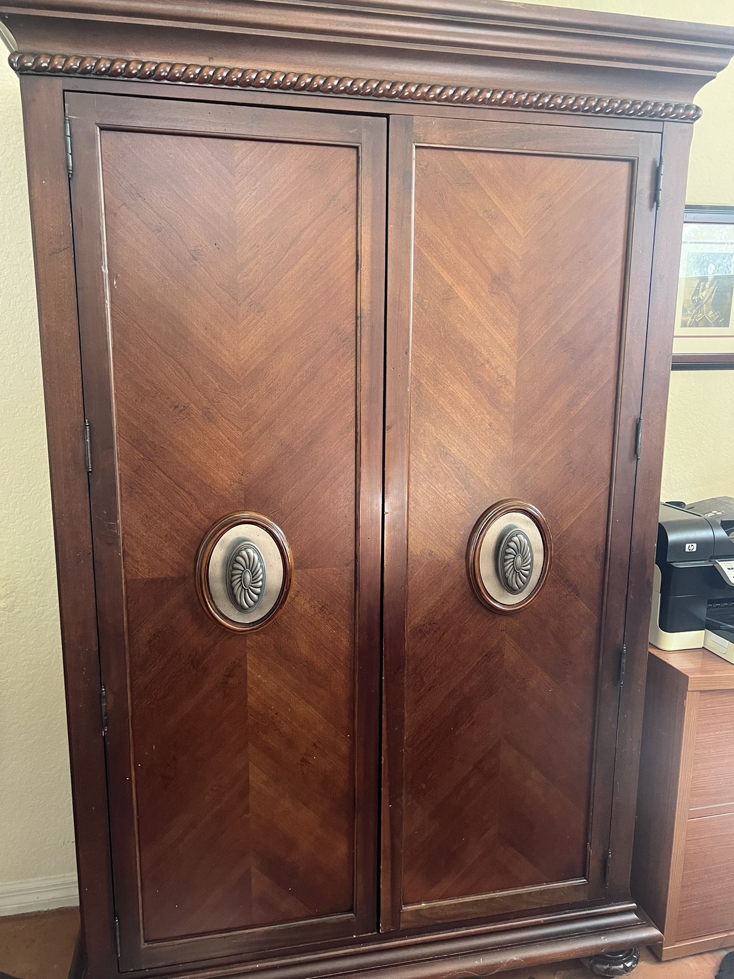 Gorgeous wood Armoire Hemingway style