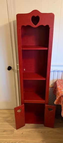Red Wooden Heart Cut Out Shelf Unit