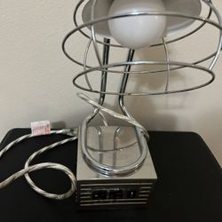 Chrome Heavy weight Lamp with 2 Outlets and USB
