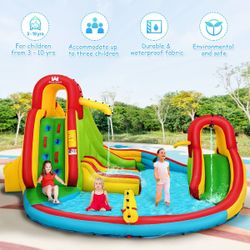 BOUNTECH Inflatable Water Slide Park w/ Climbing Wall, Dual Slides & Splash Pool - Like New! $225 OBO