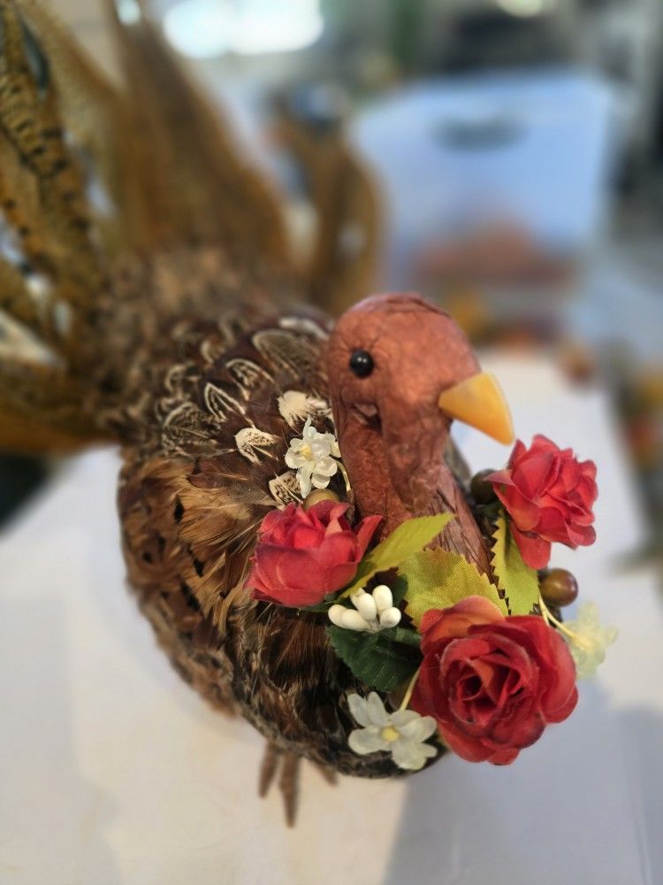 New!! 10" Tall Feathered Turkey Is Lightweight And A Beautiful Guest In Your Home!!