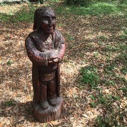 HAND CARVED INDIAN STATUE