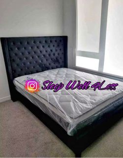 NEW QUEEN BED FRAME AND MATTRESS