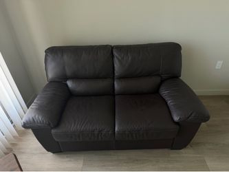 Leather Couch Love Seat + Table