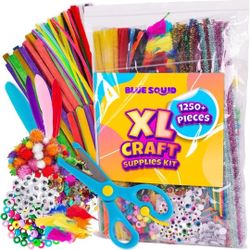 40 PIECES BOX Blue Squid Arts & Craft Supplies Kit XL Craft Set for Kids – 1250+ Pcs Kids Craft Art Supply for Toddlers & Kid Education Supplies & Cra