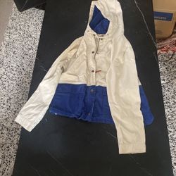 Jcrew Small Button Up Raincoat Blue And Tan Canvas 