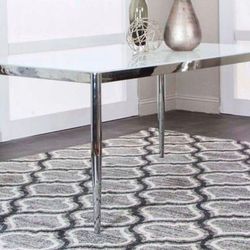 Dining Room Table - White Frosted Glass