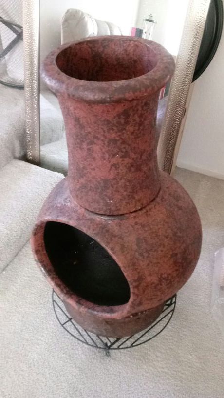 Patio /Outdoor Fire 33 in. KD Clay Chiminea in Brown-KD - RUSTIC - The Home Depot