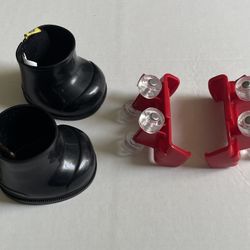 Build A Bear Adjustable Rollerskates Red & Rain Boots Black Shiny 16” Animal EUC