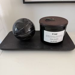 CB2 Black Marble Tray & Sphere 