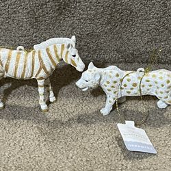 Zebra & cheetah Christmas Tree Ornament White/Gold - Wondershop