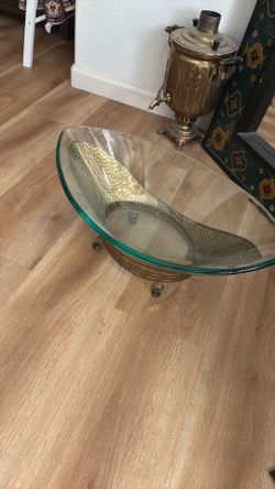 Glass fruit, bowl  metal, gold stand