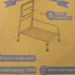 Bed Step Stool For Elderly/High Bed, 360 ° Anti Fall Armrest，Support 800 Lbs, 8-Level Adjustable Height, Storage Bag, Memory Sponge Carpet, Usb Light,