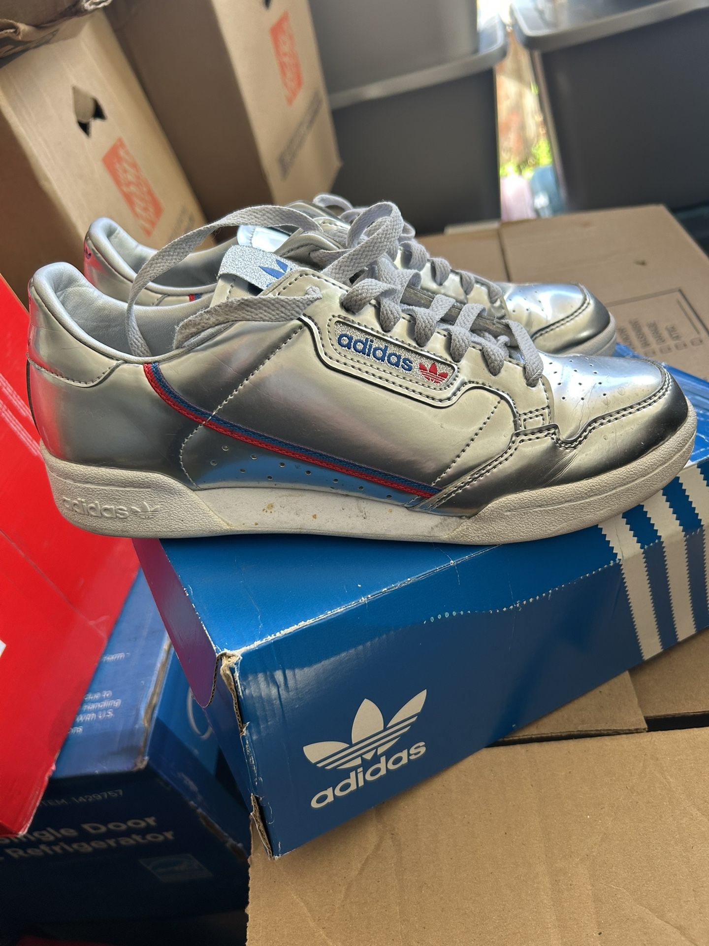 Adidas Continental 80 sneakers in a metallic silver colorway