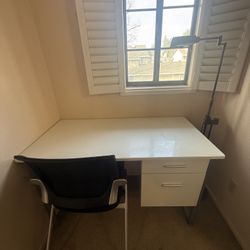 Office Desk, Chair, And Vintage Lamp