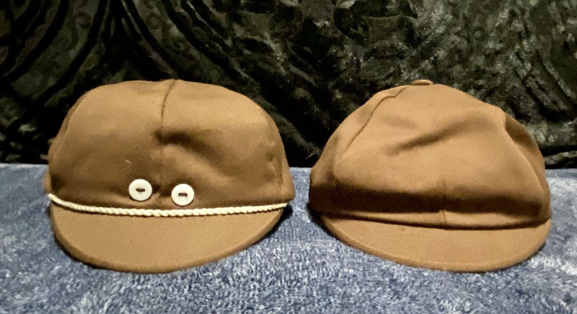 Two Vintage 1950s Toddler size Boys Brown Newsboy Caps