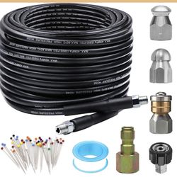 ZOFINE Sewer Jetter Kit, 50FT, 5800PSI, Plastic, 1/4 Inch NPT, 600 Inches, 1 Pack, 50FT