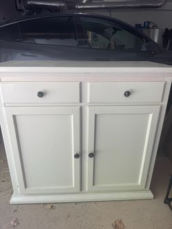 White Storage Cabinet / Sideboard with Drawers & Shelves