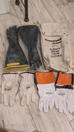 Salisbury Electrical insulating gloves Electriflex w leather glove pair new in packaging linesman size 7 Honeywell 17,000