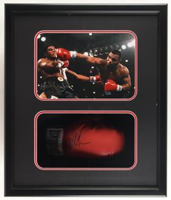 Mike Tyson Signed Custom Framed Shadowbox Everlast Boxing Glove With Display (JSA & Tyson). 