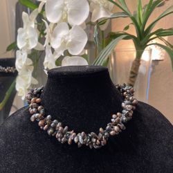925 Sterling Silver Tortoise Blister Pearl Choker 16’