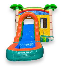 New Tropical Bounce House Inflatable Dry/Wet Combo with Slide
