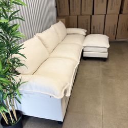 (📦 BRAND NEW IN BOX) Sectional Couch – Beige & Dark Gray Sofa – Pickup in Clifton or Delivery
