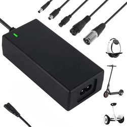 Universal AC/DC 42V 2A Smart Charger and Power Adapter for 24-36V Lithium Battery Electric Scooter 100-240V, Black