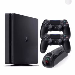 Ps4 slim 1TB comes w/ 2 controllers and charging station