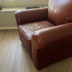 Leather Chairs and Ottoman 