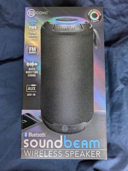 NEW Biconic Soundbeam Portable Bluetooth Wireless Speaker w/ FM Radio & Lights