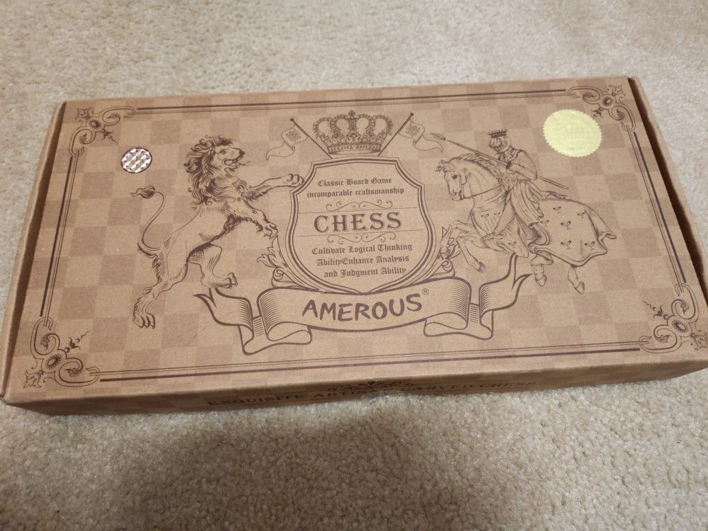 AMEROUS Chess Set, 15"x15" Folding Magnetic Wooden Standard Chess Game Board