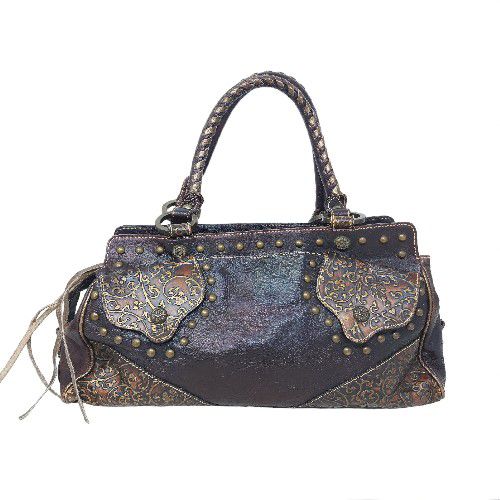 Claudia Women's Purse Brown Tooled Leather Studded Western